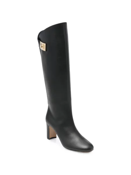 Botine Ferragamo din piele cu cataramă negru