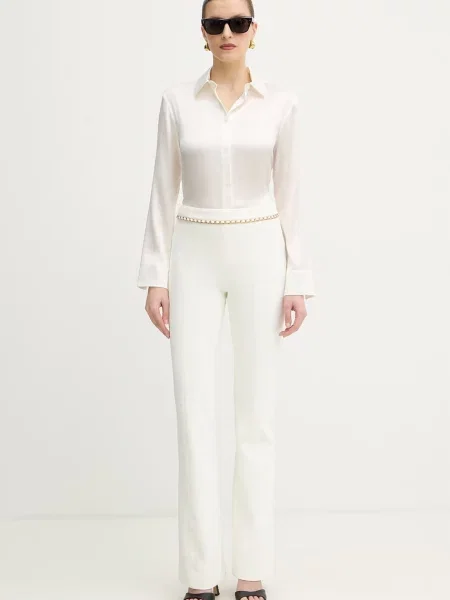 MM by Max Mara koszula z dodatkiem jedwabiu QUARTO beżowa