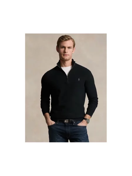 Sweter z dzianiny z wyhaftowanym logo Polo Ralph Lauren czarny