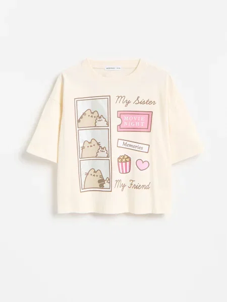 Reserved Футболка Pusheen нюдовий 