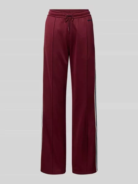 Spodnie dresowe o kroju straight fit z paskami w kontrastowym kolorze model ‘Terry’ Calvin Klein Jeans bordowy