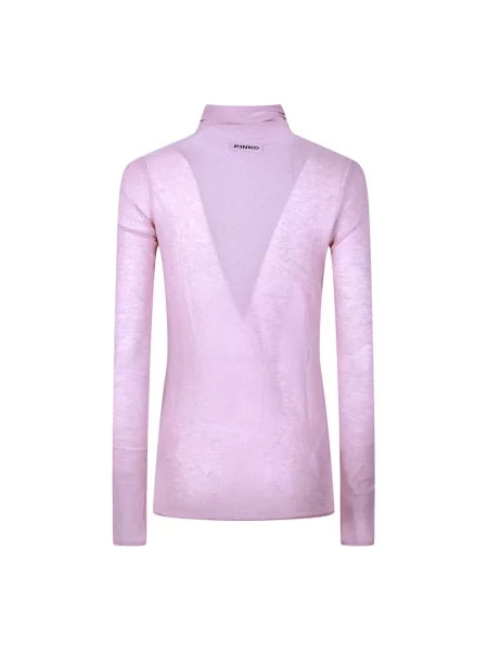 Sweter z golfem Pinko różowy