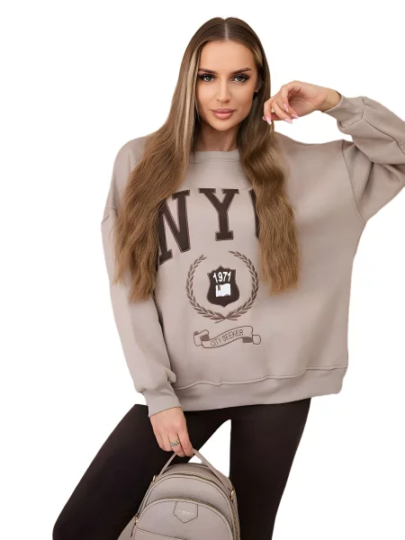 Set zateplená mikina + legíny světle béžové