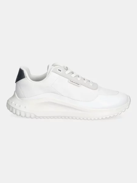 Sneakerși Calvin Klein cu șireturi din dantelă alb