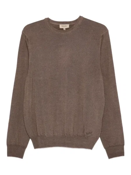 Pulover Woolrich cu decolteu rotund lung maro
