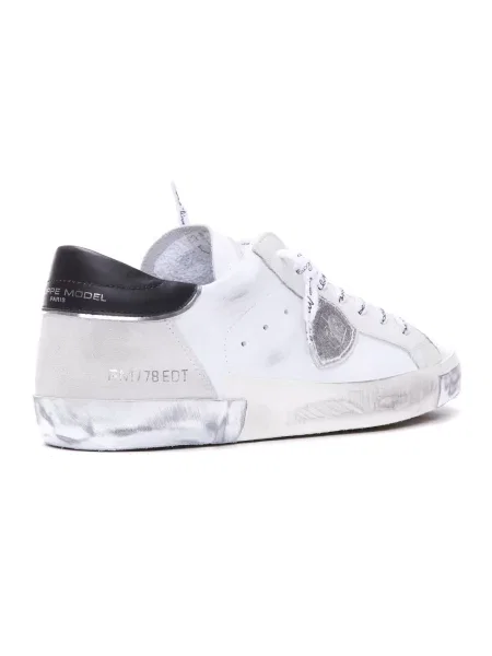 Sneakersy Philippe Model skórzane do tenisa w miejskim stylu białe