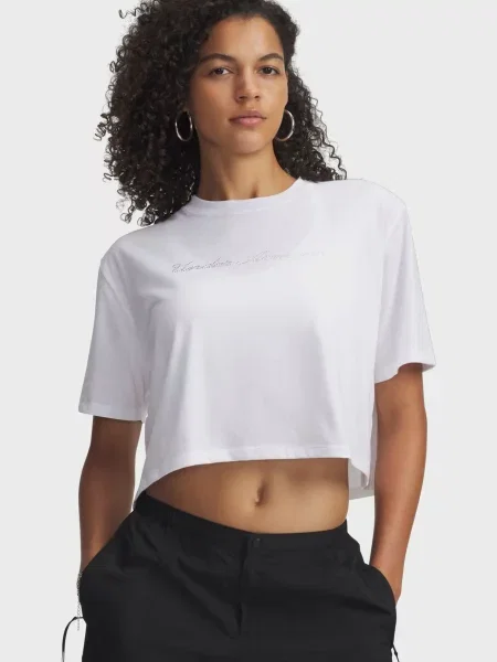 Укорочена спортивна футболка Under Armour біла