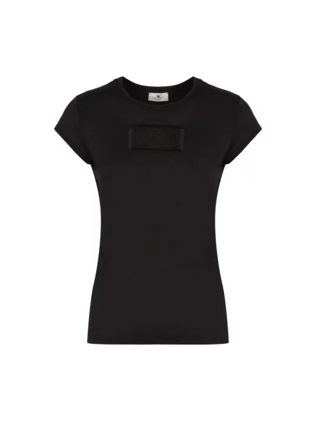 Haftowana koszulka Elisabetta Franchi z dżerseju czarna