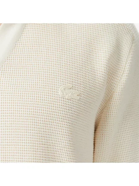 Lacoste Sweter Z Kołnierzykiem Polo Z Krótkim Rękawem Classic Fit beżowy