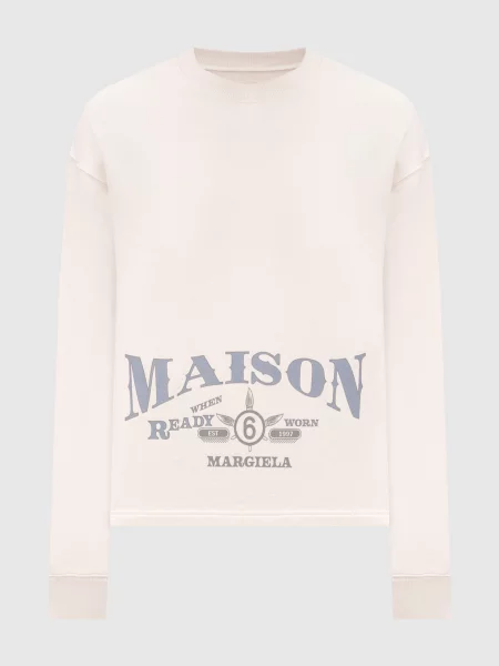 Світшот кольору айворі з принтом Maison Margiela Mm6 бежевий
