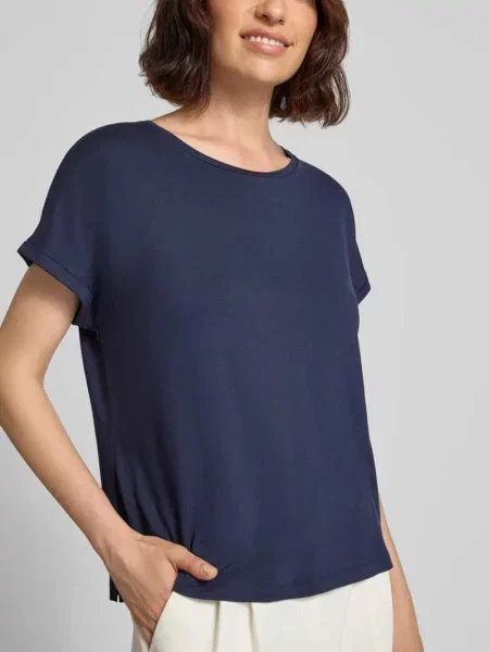 T-shirt z mieszanki z okrągłym dekoltem Christian Berg Woman granatowa