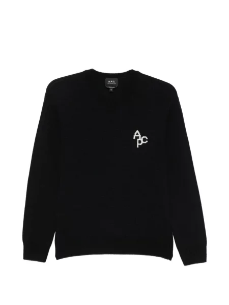Pulover A.p.c. cu decolteu rotund cu autograf albastru