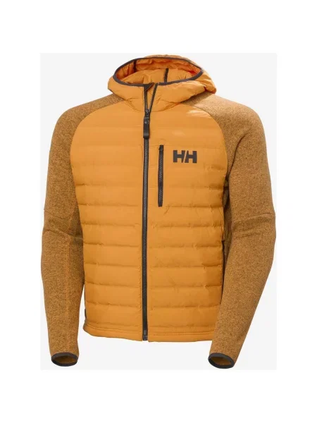 Kurtka z kapturem Helly Hansen Skagen Hybrid Knit musztardowo S brązowa