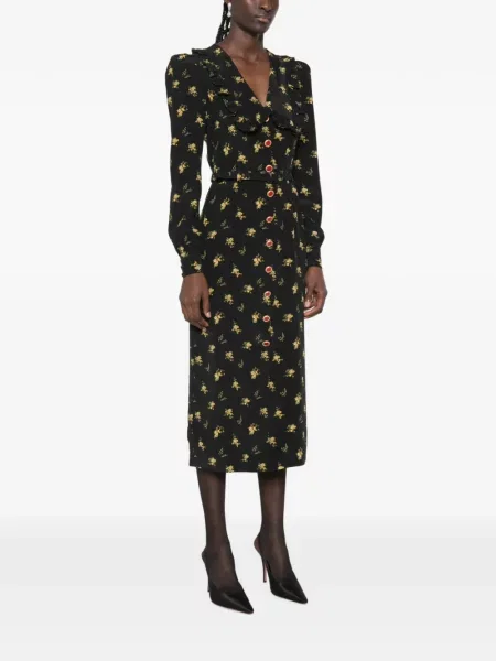 Rochie midi Alessandra Rich cu model floral cu imagine negru