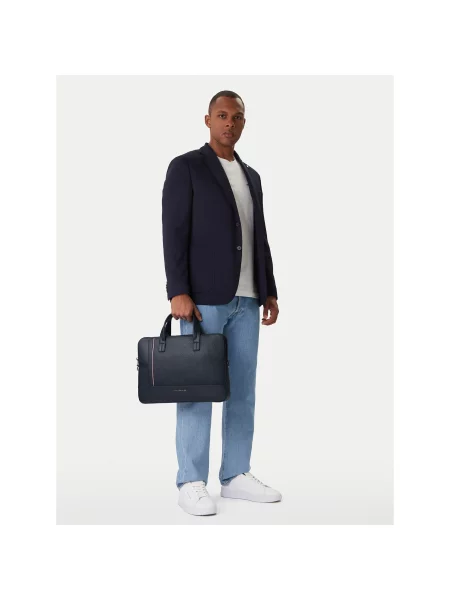 Tommy Hilfiger Nešiojamo kompiuterio krepšys Th Central Slim Computer Bag Tamsiai mėlyna