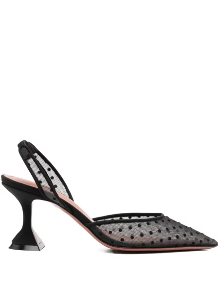 Pantofi cu toc Amina Muaddi cu buline negru