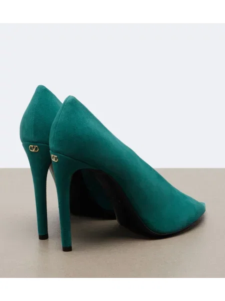 Pantofi cu toc Valentino Garavani din piele de căprioară verde