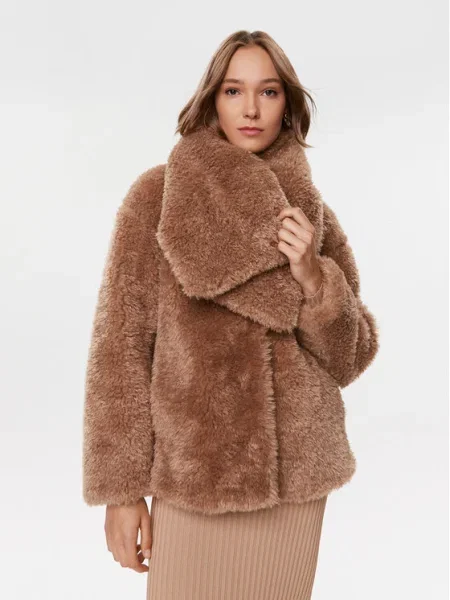 Palton de blană Guess maro