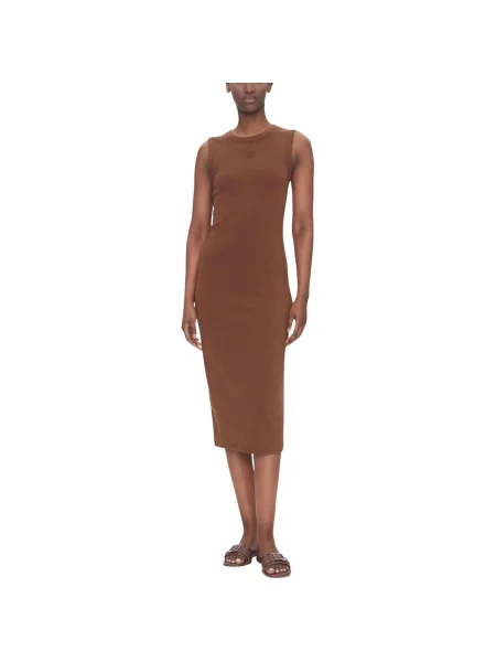 Rochie din denim Calvin Klein Jeans maro