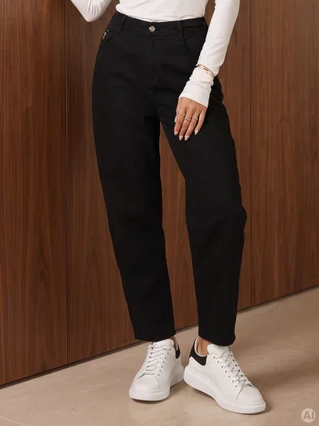Jeansy mom fit z wysokim stanem Dstreet czarne