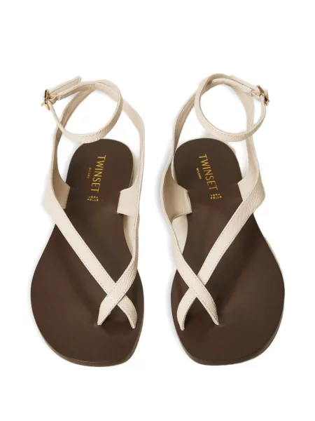 Sandale Twinset din piele cu bretele