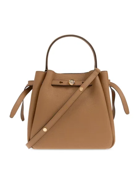 Kapelusz Tory Burch skórzany beżowy