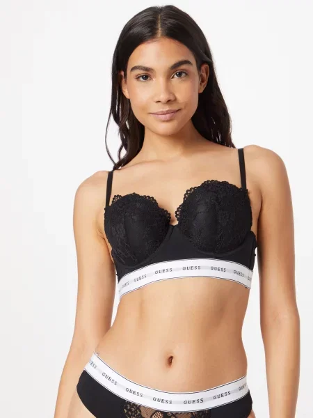 Guess Pusiau dengta balcony bra liemenėlė juoda