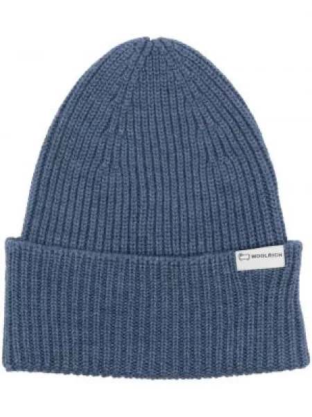 Μάλλινος σκούφος Woolrich μπλε