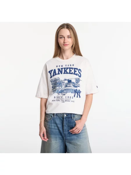 Tričko New Era MLB Slub Stadium OS Tee New York Yankees UNISEX Off White S bílé