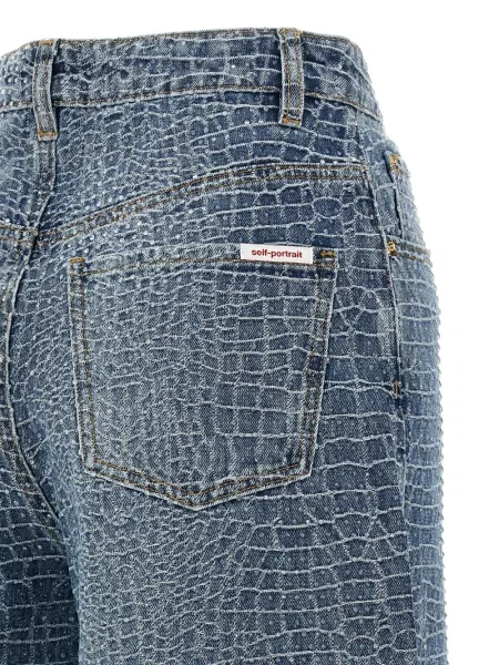 Stras blugi Self-portrait albastru