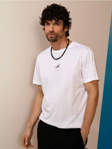 Sinsay koszulka z nadrukiem biały