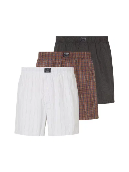 Abercrombie & Fitch Boxerky námornícka modrá / gaštanová / tmavosivá biela