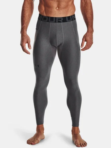 Pánske tréningové legíny Under Armour HeatGear carbon heather/black sivá