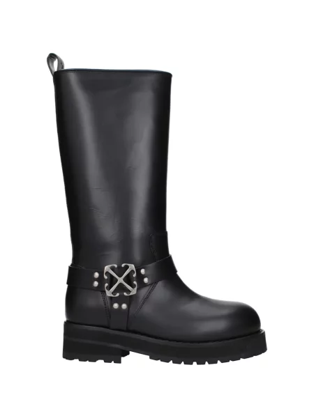 Cizme Off-white din piele cu cataramă alergare alb
