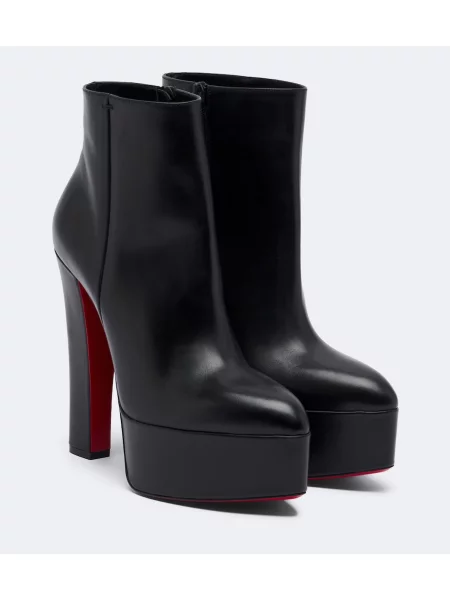 Kožené členkové čižmy Christian Louboutin na platforme čierna