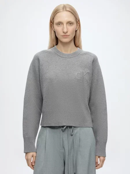 Calvin Klein Jeans Sveter melírovaná sivá