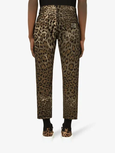 Cropp pantaloni Dolce & Gabbana cu imagine cu model leopard maro