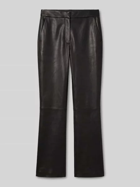 Spodnie z ekoskóry z bocznymi wpuszczanymi Calvin Klein Womenswear czarne