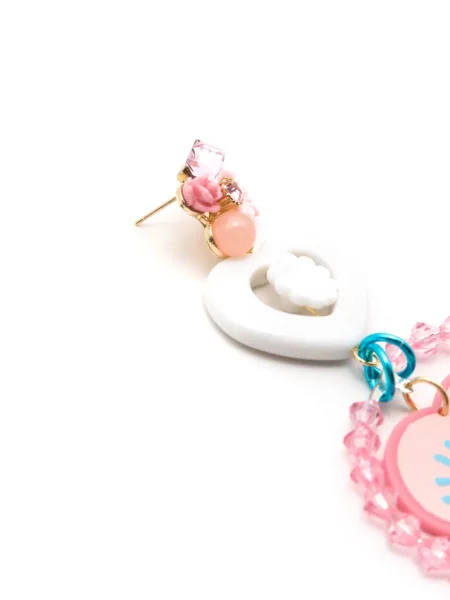 Náušnice Amir Slama se srdcovým vzorem růžové