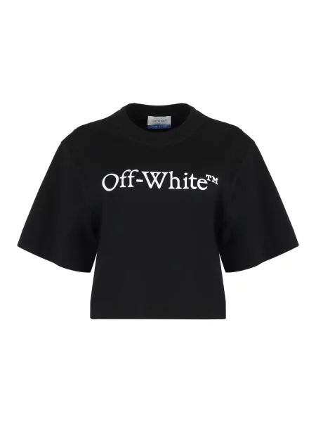 Koszulka Off-white z nadrukiem o skróconej długości biała