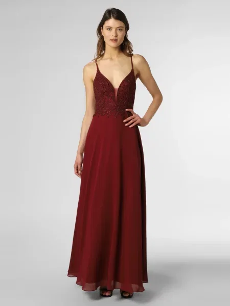 Luxuar Fashion sukienka wieczorowa Kobiety Szyfon jednolity 40 czerwony