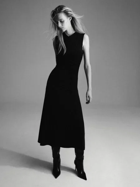 Długa sukienka z drapowaniem Kobieta XL MANGO czarny