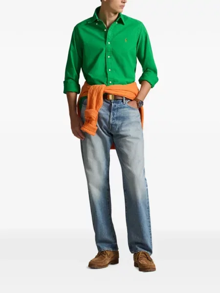 Pruhované stahovací šňůrka tričko Polo Ralph Lauren s autogramem modré