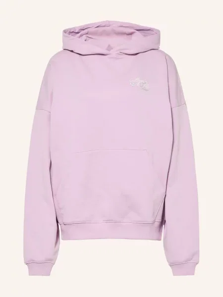 Hugo Oversized Mikina S Kapucí Dollege světle fialová bílá