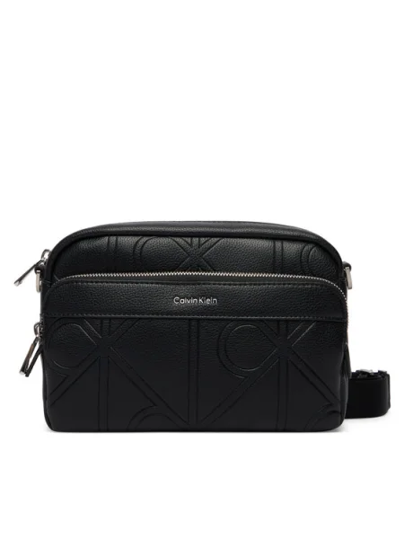 Calvin Klein Geantă crossover Emblem Aop Emboss Camera Bag negru