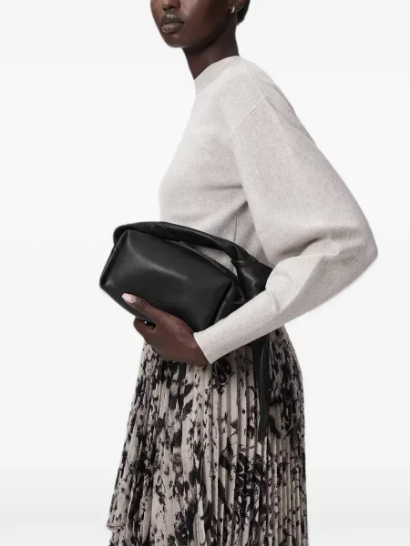 Кожена чанта Allsaints черно