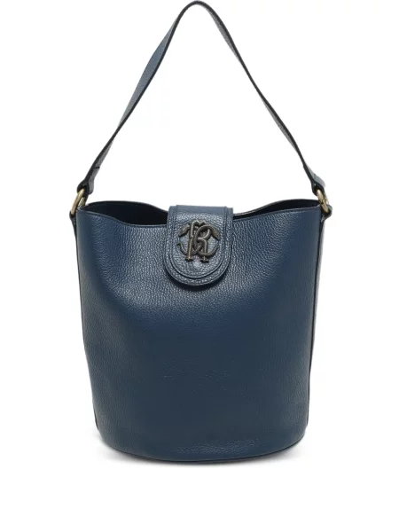 Geantă bucket Roberto Cavalli din piele albastru