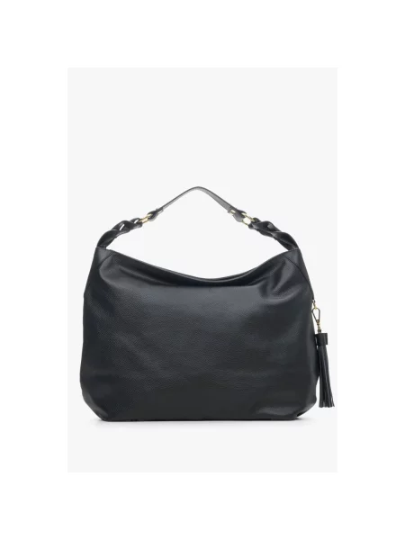 Кожаная сумка хобо Estro черная