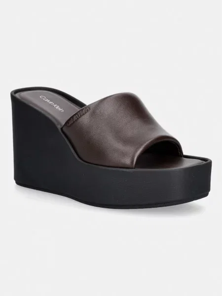 Calvin Klein De piele șlapi maro