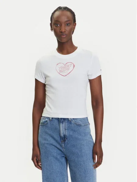 Tommy Jeans Tricou Heart alb